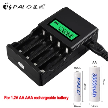 PALO 1.2 V, 4 sloty AA, AAA NIMH nicd rýchle nabíjanie nabíjačky batérií, LCD displej pre AA AAA nabíjateľné batérie rýchlo inteligentné nabíjačky