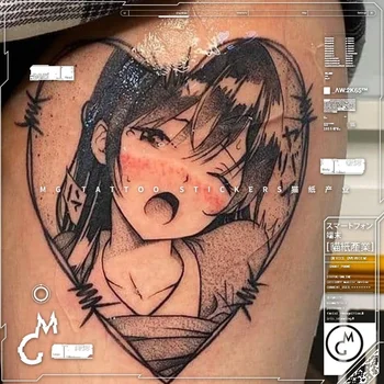 Dvojrozmerné Sexy Roztomilý Loli Komiksu, Anime Láska Vzor Nepremokavé Tetovanie Nálepky Dievča