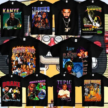 Rapper Hip Hop Kanye West Lil Neba Bob Marley Exodus Moneybagg Yo T-shirt Lil Uzi Tupac 2pac Drake Certifikované Lover Boy Tričko