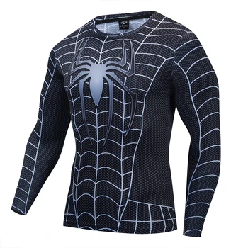 Marvel Mužov Tričko Gym Fitness Jogging Športové Tričko 3D Spider-Man Kompresie T-shirt Quick-Dry Športové Mužov Superhrdina Jersey