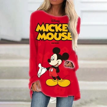 Disney Minnie Mouse dámske Šaty 3D Farbené Tlač Móda Jeseň Zima Pulóver Príležitostné Voľné Kawaii