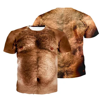 2021 Nové Módne Mužov 3d T Shirt Zábavné Vytlačené Hrudníka Vlasy Svalov Krátkym Rukávom Letné pánske Tričká Legrační Opice Tváre, T-shirt