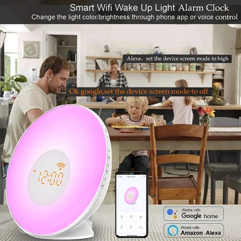 Wake Up Svetla, Východ slnka Budík Smart WiFi západ Slnka Simulácia Digitálny LED