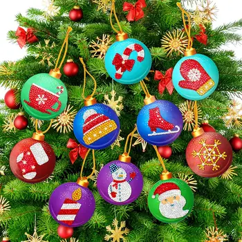 5d Diy Diamond Maľovanie Vianočných Prívesok Zavesenie Ozdoby na Vianočný Strom Dekorácie Ponožka Santa Muž Gule Kolo Kruhu GS03