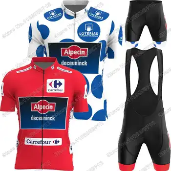 2022 Alpecin Fenix Tím Cyklistika Dres Nastaviť Španielsko Tour Cyklistické Oblečenie Červené, Modré bodky Cyklistické Tričko Cestnej Bike Vyhovovali MTB Nosenie
