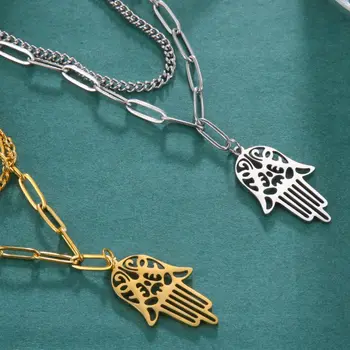 Hamsa Ruky Náhrdelník Dávnych blízkovýchodných Symbol Amulet pre Šťastie, Zdravie, Šťastie Nehrdzavejúcej Ocele, Šperky