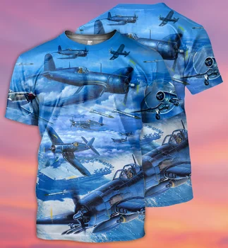 T Shirt Mužov Lietadla Anime Šaty Sky T-shirts 3d Cloud Tričko Printed Pánske Oblečenie Letné Nový Muž Veľká Veľkosť