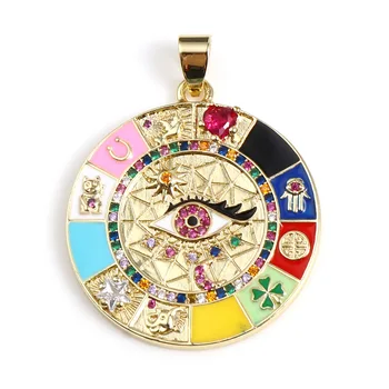 Okrúhle Medené Prívesok Magický Amulet Lucky Symboly Zlým Okom Vintage Silný Darček Pre Ženy, Mužov 2022 Lete Zlaté Šperky