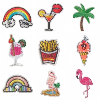 1 KS Cartoon Nálepky na Oblečenie Parches Flamingo Rainbow Patch pre Batohu, Kabelke Škvrny na Oblečení Železa Látkové Pruhy