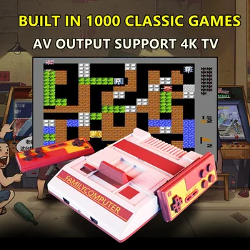 8 Bitové MiniFCNSE Retro Classic Video Hra Stanice Konzoly Vstavané 1000 Hry Rodiny TV Prenosné Dvojité Gamepads Prehrávač, AV Výstup