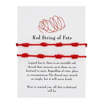2 ks 7 Uzlov Červená Čierna String Náramok pre Ženy, Mužov Šťastie, Amulet Ručné Lano Náramky Priateľstva Pár Náramok Šperky