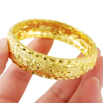 24K Skutočný Zlatý Náramok Ahoj Slovo Zlatý Náramok Pokovovanie Gold pre ženské Svadobné Šperky, Darčeky