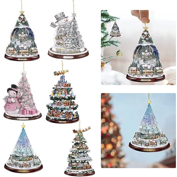 8 cm Vianočný Stromček Rotujúce Socha Vlak Dekorácie Vložiť Okno Vložiť Nálepky Vianočné Ozdoby Zimné Domova