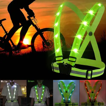 Nastaviteľné LED Pásy, reflexné Bezpečnostné Reflexné Elastický Pás Beží Vesta Cyklistické Vonkajšie Sprot Nočné Svetlo Nabíjateľná