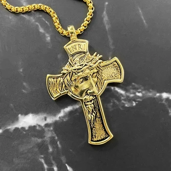 Ježiš kristus INRI Prívesok Náhrdelník 316L Nerezovej Ocele Kríž Reťazca Mužov Šperky Darček Náboženských Kresťanských Šperky
