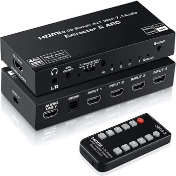 2020 Kompatibilný s HDMI Audio Extractor 4K SPDIF Converter 5.1 ToRCA Splitter Optický TOSLINK Digitálny Prepínač 7.1 Adaptér
