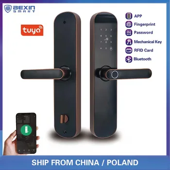 Biometrický snímač Odtlačkov Zámok, Bezpečnostné Vstupné Dvere Smart Lock WiFi Heslo RFID TUYA App V18F