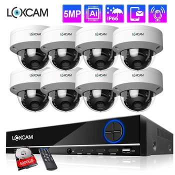 LOXCAM H. 265+ 8CH 4K POE HDMI NVR 5MP CCTV kamerovým Systémom Audio Záznam Vandalproof POE IP Kamera Deň Noc Fotoaparát Kit