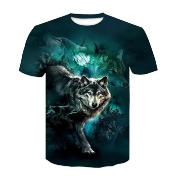Letné 3D super Štýl teen wolf Muži t-shirt Zaujímavé Zviera grafické t košele Osobnosti Hip Hop Tlač krátke sleeve t-shirts